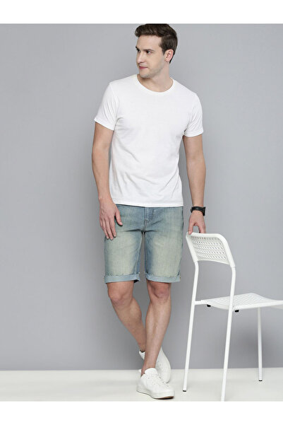 The Indian Garage Co By Styli Men Acid Wash Denim Shorts