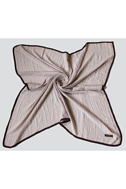 Mısırlı Eşarp 105X105 Muslin Piped Scarf - Stone, Caramel