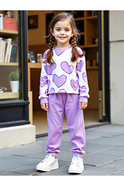 Take Two By Styli Girls Graphic Print Sweatshirt with Pants Set