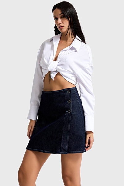 it's basic Γυναικεία τζιν σορτς φούστα με κουμπιά σε χρώμα Indigo 7w5-50 Straight Fit