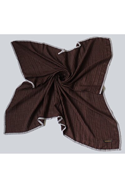 Mısırlı Eşarp 105x105 Μουσελίνα με ρέλι Κασκόλ - Πικρό Καφέ, Πέτρα