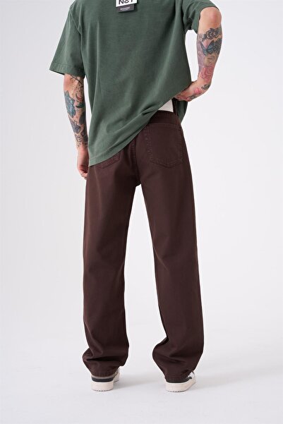 Machinist Dyed Baggy Gabardine Jeans Pants Brown