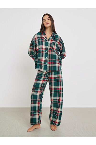 Styli Checked Button Front Shirt and Pyjama Set