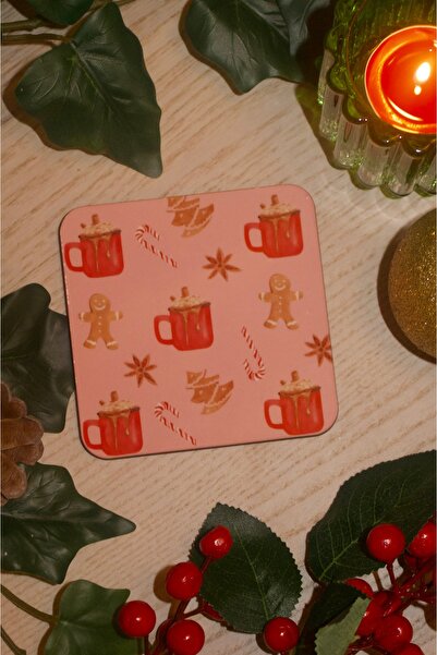 Cool Stuff Studio New Year Cookie Man Patterned Coaster New Year's Gift