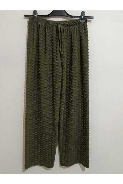 anne moda ankara Winter, Soft Texture, High Waist, Embossed Texture, Solid Color, Comfortable Fit, Knitwear Pants