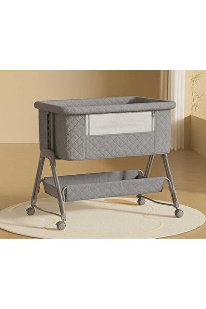 LULLS Next2Me Foldable Rocking Baby Cot with Adjustable Height, Reclining Position, Wheels, Bottom Storage Box and Mosquito Net