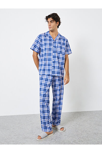 Styli Men Checked Relaxed Fit Shirt and Pyjama Set