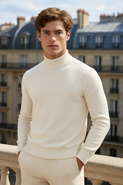 COMBİNE MİCHAİL Men's Half Turtleneck 3-Piece Knit Sweater