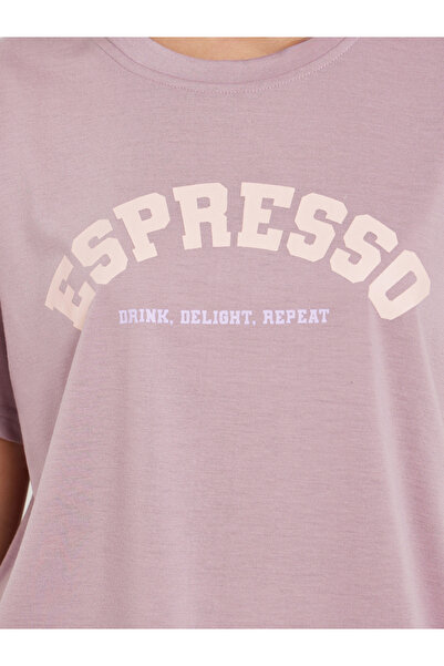 Styli Espresso Slogan Print Dropped Shoulder T-Shirt and Pyjama Set