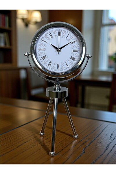 Pazarcan Zentime Krom Şık Üç Ayaklı Masa Saati
