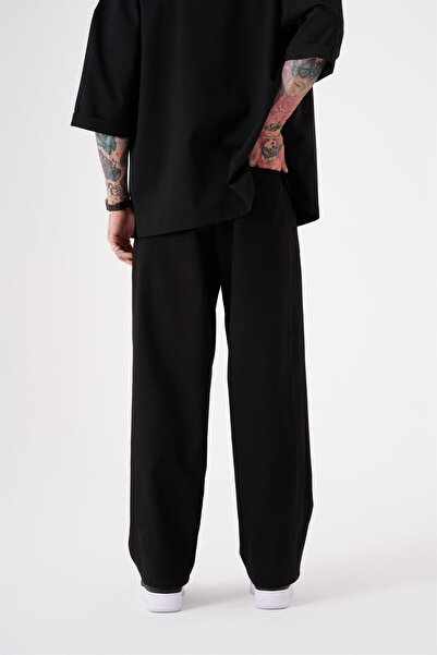 Machinist Oversized Gabardine Elastic Trousers Black