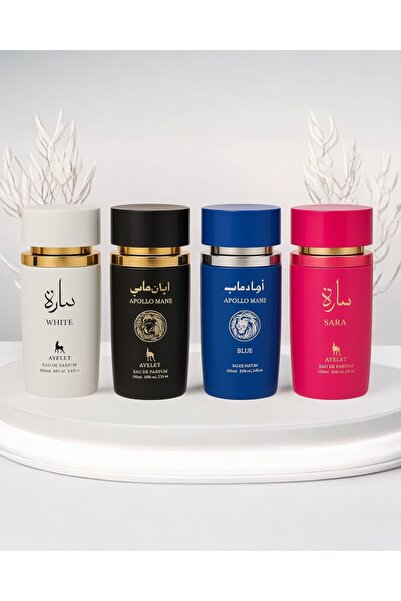 ayelete SET OF 4 ARABIC PERFUMES-Sara White,Apollo Black,Sara Candy,Apollo Blue (2x WOMEN + 2X MEN)-100ML