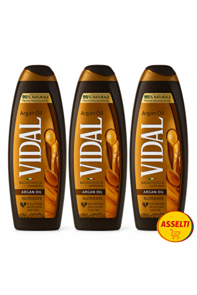 Vidal Set ASSELTI® Origine Italia – 3 x Ulei de Argan 500 ml, gel de duș hrăn...
