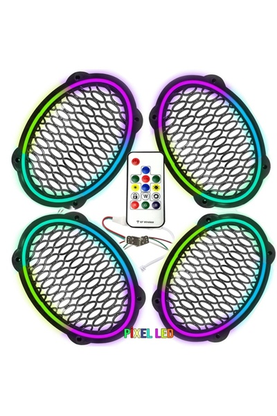 Poke Pixel Ledli Oval Hoparlör Kapak Animasyonlu 4 Adet PK-5653