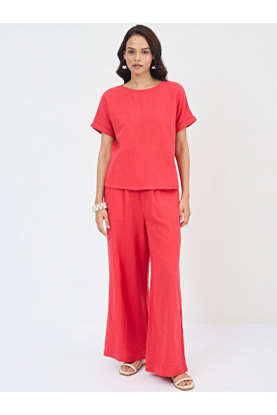 Femmella By Styli Women Cotton Gauze Top and Pants Co-Ords