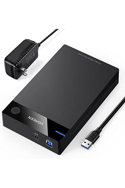 Ugreen US222-50424B External Hard Drive Enclosure USB 3.0 to SATA with 12V 2A Adapter - Black