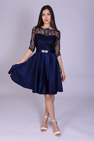 Ella Collection MIMI dress made of lace and navy blue taffeta