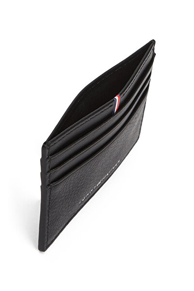 Tommy Hilfiger Men Black Corporate Logo Leather Holder