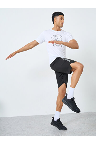 Styli Men Workout Shorts with Badge and Print Detail