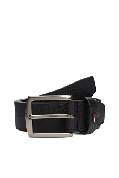 Tommy Hilfiger Men Black Denton Adjustable Textured Leather Belt
