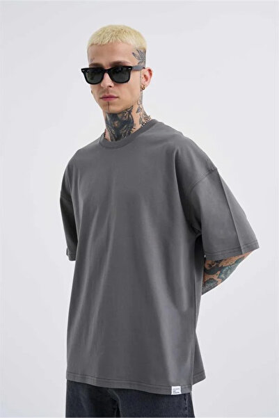 Machinist Men's Basic Super Cotton Oversized T-Shirt Smoke