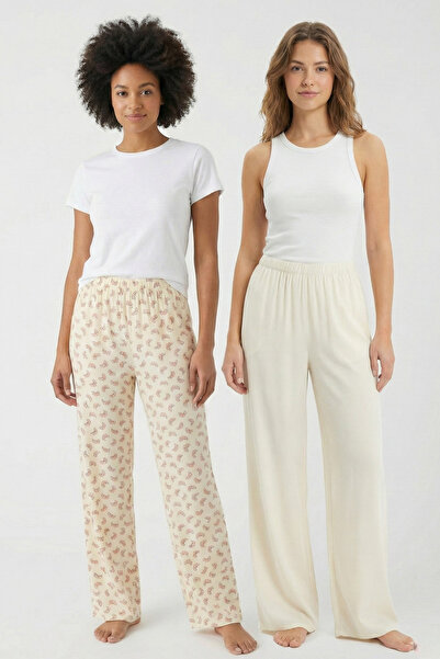 Laperissa طقم بيجامة من قطعتين من قماش الفسكوز المنسوج من كروسان مطبوع ذو قصة...