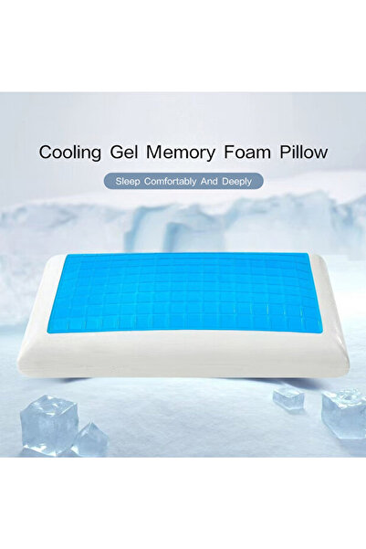 Generic Gel Memory Foam Pillow Knitted Fabric, Neck Support for Cervical Pain Relief & Hot Sleepers