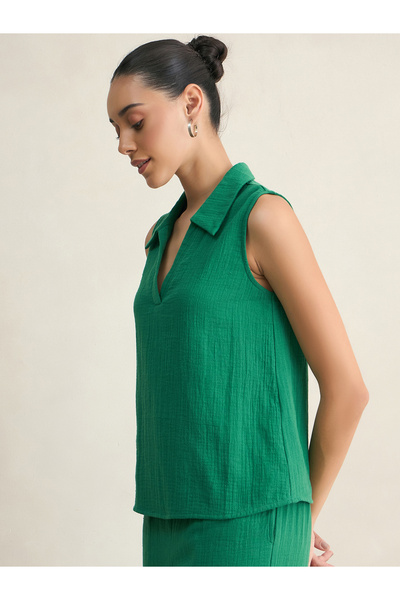 Femmella By Styli Women Green Cotton Top and Pants Co-Ords