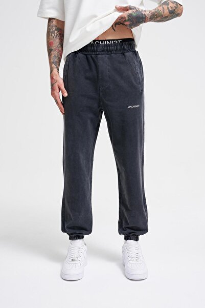 Machinist Ανδρικό πολυτελές βασικό πλενόμενο παντελόνι Jogger Anthracite