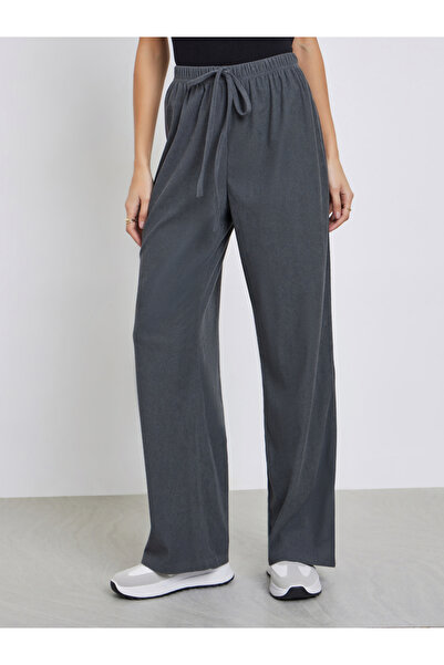Styli Grey Corduroy Wide Leg Pants