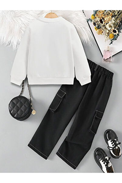 Take Two By Styli Girls Graphic Print Sweatshirt with Pants Set