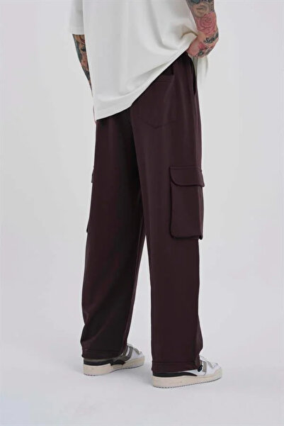 Machinist Men's Cargo Pocket Pack Oversized Baggy Sweatpants Brown