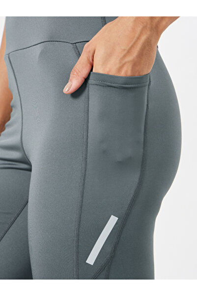 Styli Charcoal Single Side Reflector Stripe Leggings