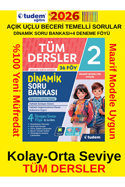 Tudem Yayınları 2.Sınıf Dinamik (Kolay-Orta Seviye) Tüm Dersler %100 Yeni Müf...