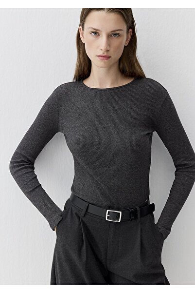Mavi Long Sleeve Model Combed Cotton Dark Anthracite m