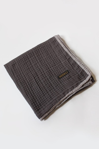 Mısırlı Eşarp 105X105 Muslin Piped Scarf - Anthracite