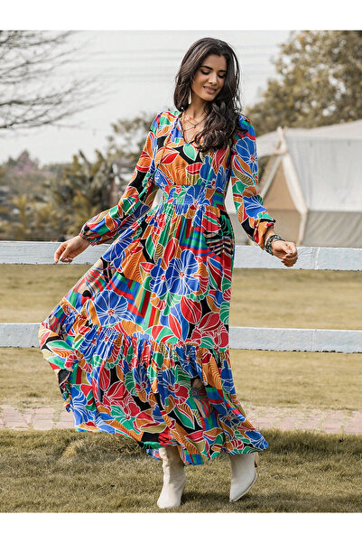 Take Two By Styli All-Over Floral Print A-Line Maxi Dress