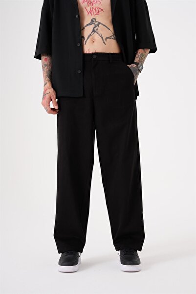 Machinist Oversized Gabardine Elastic Trousers Black