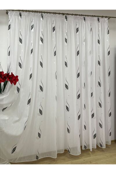 Liz Line Mechanically embroidered curtain, with rejansa, black/white, "La Primavera" collection Liz Line, PD10915