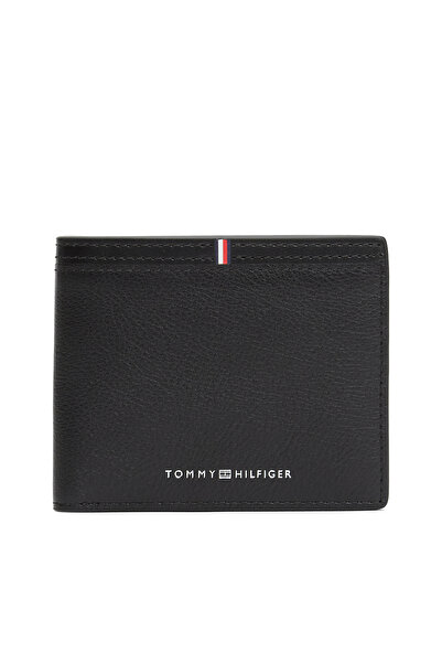 Tommy Hilfiger Men Black Corporate Logo Leather Wallet