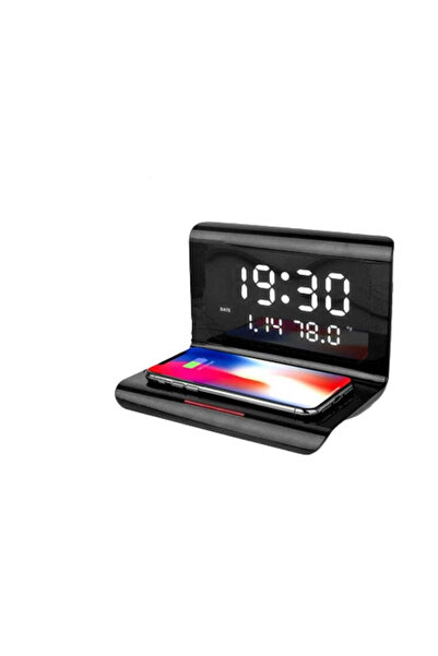 OEM Ceas de birou digital — Încărcare wireless rapidă, Alarmă, Negru, Compatibil cu iOS și Android