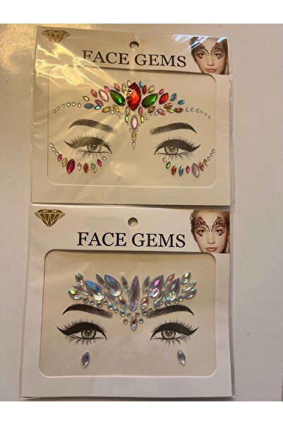 Airbrush Tattoo Yapışkanlı Yüz Süsleme Taşı 2 adet Birden Face Gems Model2