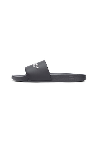 Tommy Hilfiger Men Black Logo Embroidery Pool Slides