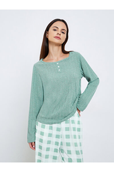 Styli Textured Solid T-Shirt and Check Pyjama Set