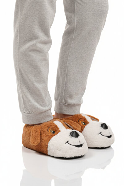 AYAKMOD Παντόφλες Unisex με σχέδιο σκύλου ανοιχτό καφέ 26K001