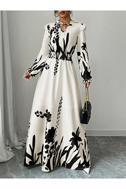 Take Two By Styli Women Floral Printed Ruffle Detail Maxi Dress