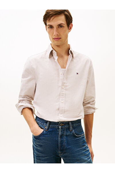 Tommy Hilfiger Men Khaki Regular Fit Button-Down Collar Oxford Shirt