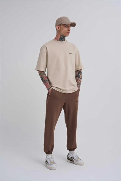 Machinist Ανδρική φόρμα Jogger με ελαστικό πόδι, χαλαρή βάση, καφέ