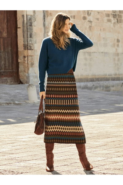 Take Two By Styli Women Ethnic Print Midi Bodycon Skirt