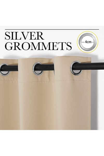bolivia's Extra Wide Grommet Blackout Curtain, 200x270 cm (Beige)